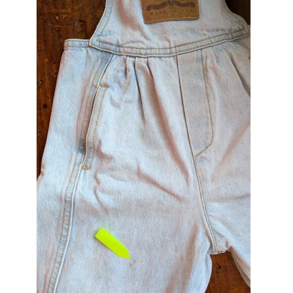 Vintage Baby GUESS Overalls Leather Patch Clip Size 2Y Y2K 90s 80s Denim - Picture 10 of 16